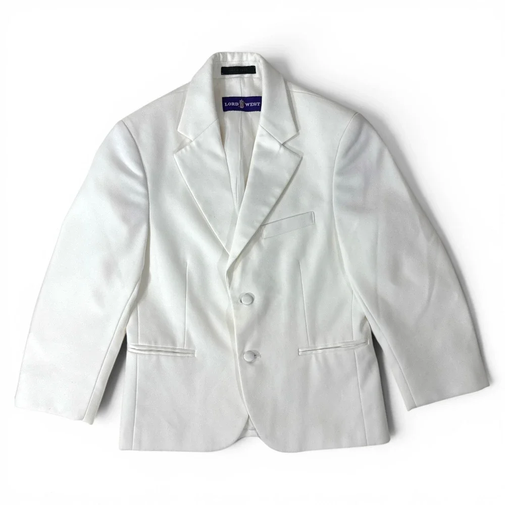 Lord‎ West Boys White Tuxedo Jacket Size 6 Formal Wedding Ring Bearer Suit Coat